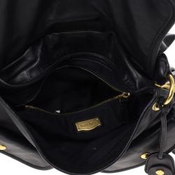 Pre Owned Miu Miu Black Coffer Matelasse Leather Hobo
