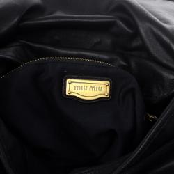 Pre Owned Miu Miu Black Coffer Matelasse Leather Hobo