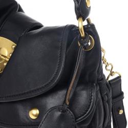 Pre Owned Miu Miu Black Coffer Matelasse Leather Hobo