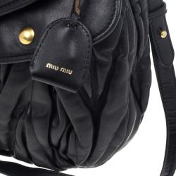 Pre Owned Miu Miu Black Coffer Matelasse Leather Hobo