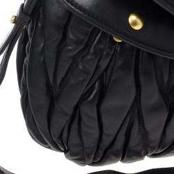 Pre Owned Miu Miu Black Coffer Matelasse Leather Hobo