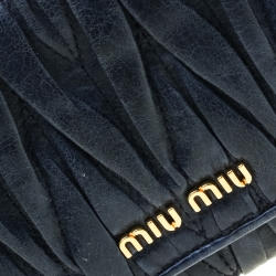 Pre Owned Miu Miu Navy Blue Matelasse Leather Continental Wallet