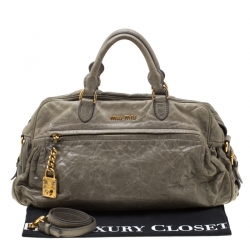Miu Miu Green Leather Charm Satchel 