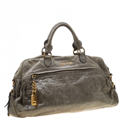 Miu Miu Green Leather Charm Satchel 