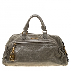 Miu Miu Green Leather Charm Satchel 