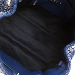 Pre Owned Miu Miu Blue Matelasse Nappa Leather Crystal Tote