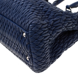Pre Owned Miu Miu Blue Matelasse Nappa Leather Crystal Tote