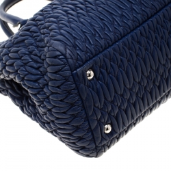 Pre Owned Miu Miu Blue Matelasse Nappa Leather Crystal Tote