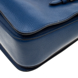 Pre Owned Miu Miu Royal Blue Leather Madras Top Handle Bag