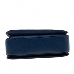 Pre Owned Miu Miu Royal Blue Leather Madras Top Handle Bag