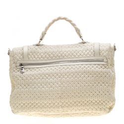Miu Miu White Matelasse Leather Turn Lock Tote