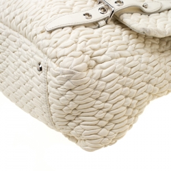 Miu Miu White Matelasse Leather Turn Lock Tote