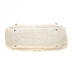 Miu Miu White Matelasse Leather Turn Lock Tote