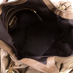 Pre Owned Miu Miu Brown Leather Vitello Sport Hobo Bag  