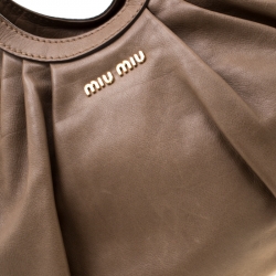 Pre Owned Miu Miu Brown Leather Vitello Sport Hobo Bag  