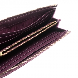 Miu Miu Purple Crocodile Embossed Leather Zip around Wallet