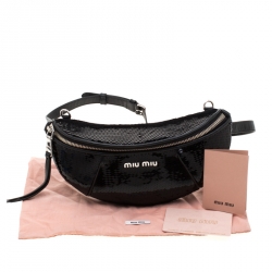 Miu Miu Black Sequins Leather Belt-Bag 