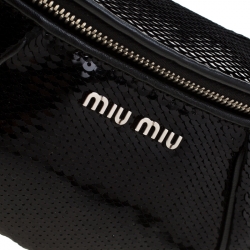 Miu Miu Black Sequins Leather Belt-Bag 