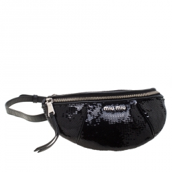 Miu Miu Black Sequins Leather Belt-Bag 