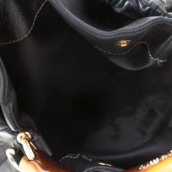 Miu Miu Black Leather Wooden Handle Hobo