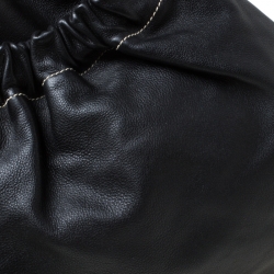 Miu Miu Black Leather Wooden Handle Hobo