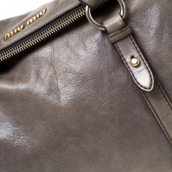 Pre Owned Miu Miu Olive Green Vitello Lux Leather Bow Satchel