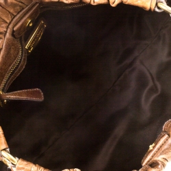 Pre Owned حقيبة ميو ميو يد علوية مكشكشة لوكس جلد لامع بني