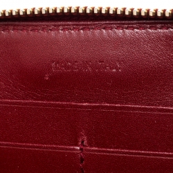 Miu Miu Red Croc Embossed Leather Zip Around Wallet