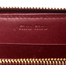 Miu Miu Red Croc Embossed Leather Zip Around Wallet
