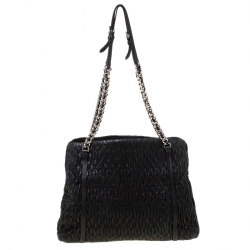 Pre Owned Miu Miu Black Matelasse Nappa Leather Shoulder Bag 