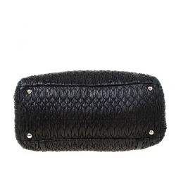 Pre Owned Miu Miu Black Matelasse Nappa Leather Shoulder Bag 