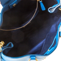 Pre Owned Miu Miu Blue Pebbled Leather Convertible Tote