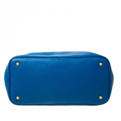 Pre Owned Miu Miu Blue Pebbled Leather Convertible Tote