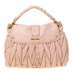 مملوكة مسبقًا Miu Miu Pink Matelasse Leather Coffer Hobo