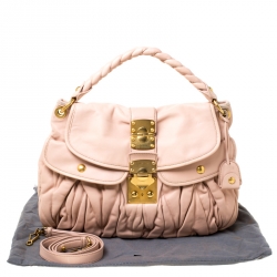 مملوكة مسبقًا Miu Miu Pink Matelasse Leather Coffer Hobo
