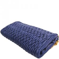 Miu Miu Blue Matelasse Leather Clutch Bag  