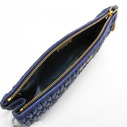 Miu Miu Blue Matelasse Leather Clutch Bag  