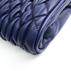 Miu Miu Blue Matelasse Leather Clutch Bag  