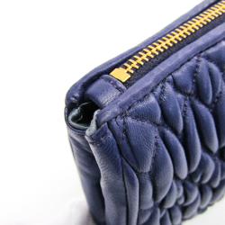 Miu Miu Blue Matelasse Leather Clutch Bag  