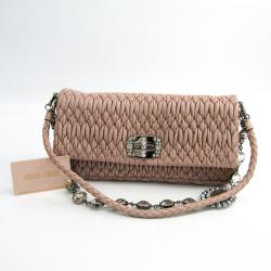 مملوكة مسبقًا Miu Miu Beige Matelasse Nappa Leather Cristal Shoulder Bag 