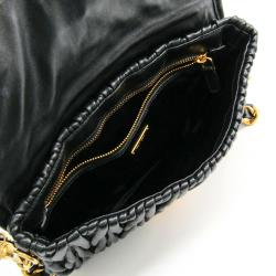 Pre Owned Miu Miu Black Matelasse Leather Shoulder Bag 