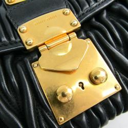Pre Owned Miu Miu Black Matelasse Leather Shoulder Bag 