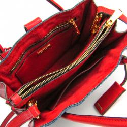 Pre Owned Miu Miu Navy Blue/Red Denim Leather Shoulder Bag