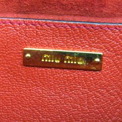 Pre Owned Miu Miu Navy Blue/Red Denim Leather Shoulder Bag