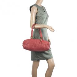 Miu Miu Pink Perforated Boston Bag