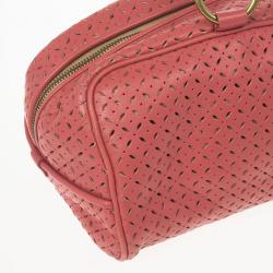 Miu Miu Pink Perforated Boston Bag