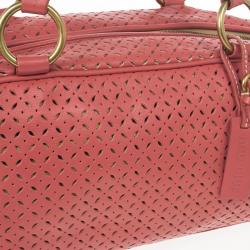 Miu Miu Pink Perforated Boston Bag