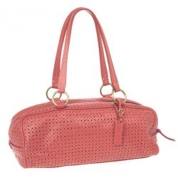 Miu Miu Pink Perforated Boston Bag