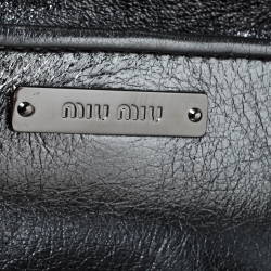 Pre Owned Miu Miu Silver Matelasse Lux Leather Wristlet Clutch 