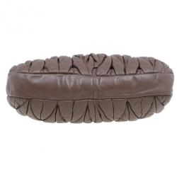 Miu Miu Brown Leather Coffer Matelasse Hobo